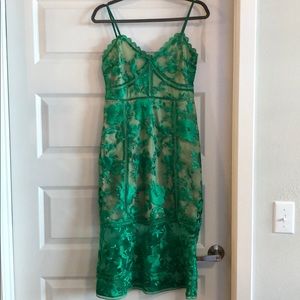 Green Lace Midi Dress